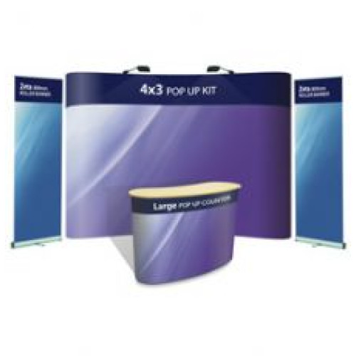 Advantage 4x3 + Large Counter + 2 x Zeta Banner Stands - Display Kit